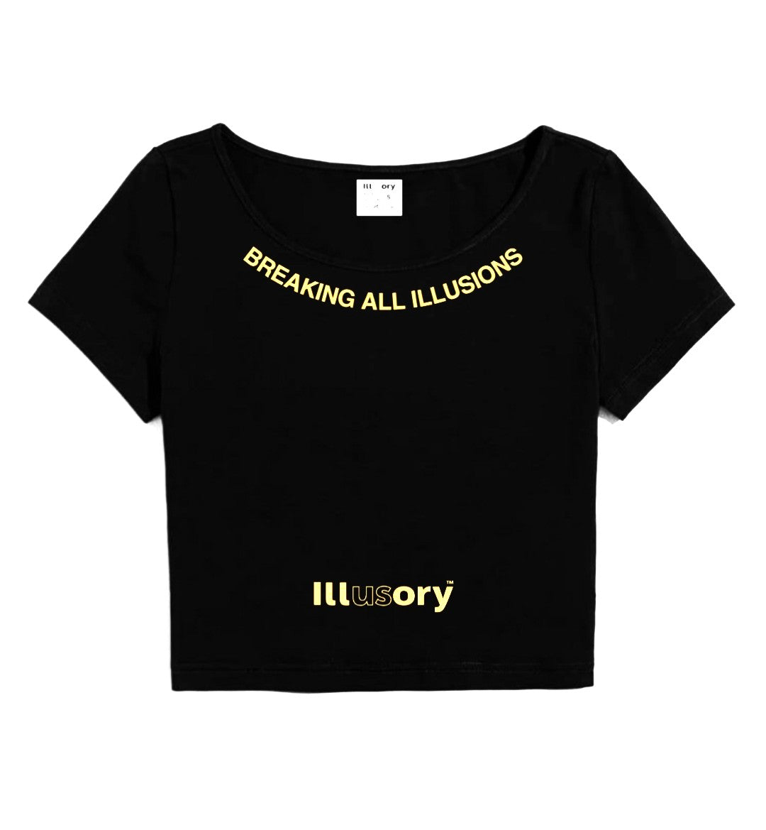 "BREAKING ALL ILLUSIONS" CROP TOP / GOLD